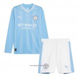 Camiseta 1ª Manchester City 2023-2024 Nino Manga Larga