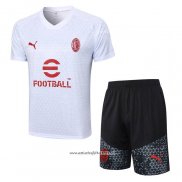 Chandal del AC Milan 2023-2024 Manga Corta Blanco - Pantalon Corto