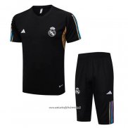 Chandal del Real Madrid 2023-2024 Manga Corta Negro - Pantalon Corto