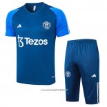 Chandal del Manchester United 2023-2024 Manga Corta Azul - Pantalon Corto