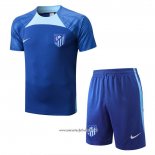 Chandal del Atletico Madrid 2022-2023 Manga Corta Azul - Pantalon Corto